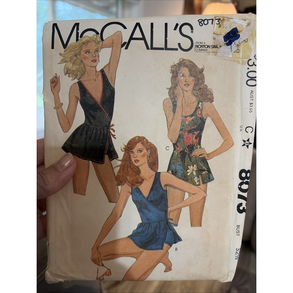 Vintage 1982 McCall's Sewing Pattern 8073 Swimsuit Norton Simon Sz 10/32.5 FF UC